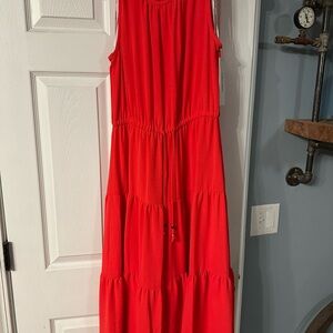 Calvin Klein Vibrant Red Maxi Dress NWT